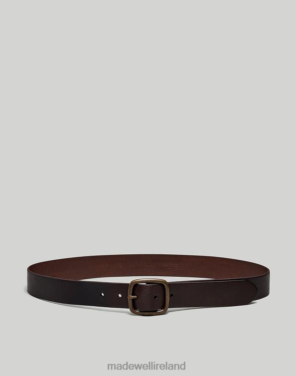 Accessories Dark Coffee 6266T15 Madewell Leather Center-Bar Belt Men