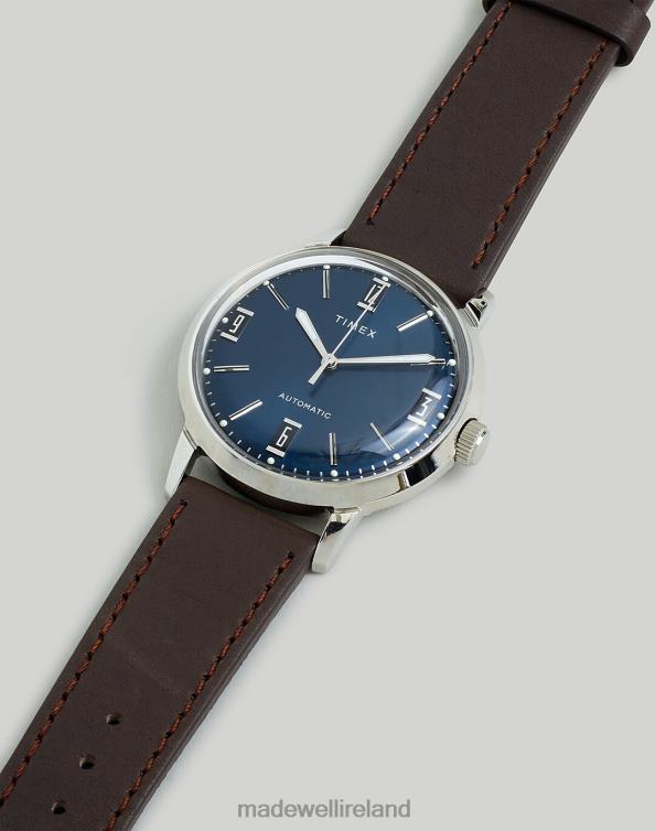 Accessories Silver Blue Brown 6266T592 Madewell Timex Marlin Automatic 40mm Leather Strap Watch Men