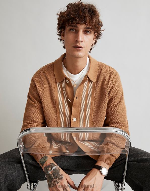 Clothing Fallen Timber 6266T227 Madewell Button-Up Long-Sleeve Sweater Polo Men