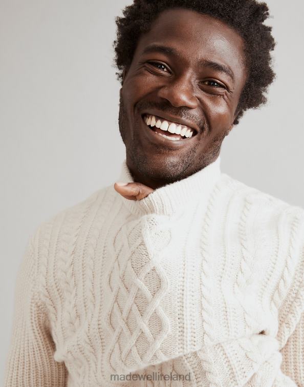 Clothing Heather Light Sand 6266T334 Madewell Cabled Crewneck Sweater Men