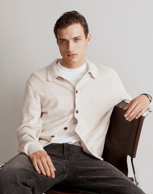 Clothing Heather Vintage Linen 6266T343 Madewell Button-Front Sweater-Jacket Men