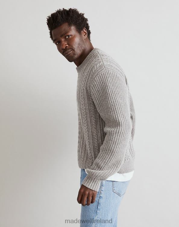Clothing Hthr Grey 6266T333 Madewell Cabled Crewneck Sweater Men