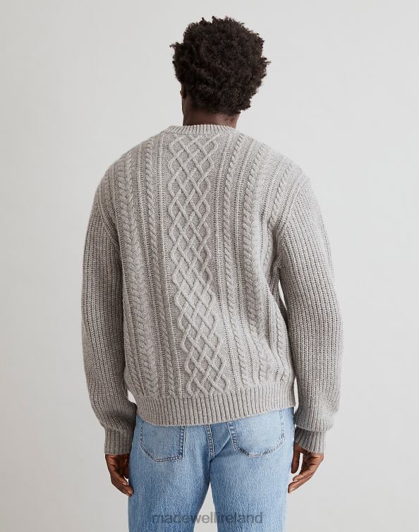Clothing Hthr Grey 6266T333 Madewell Cabled Crewneck Sweater Men