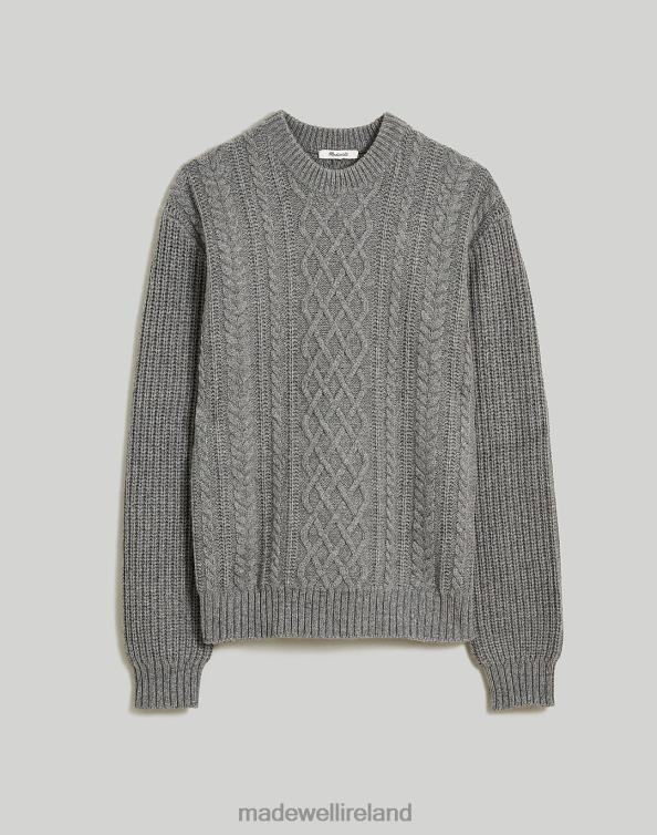 Clothing Hthr Grey 6266T333 Madewell Cabled Crewneck Sweater Men