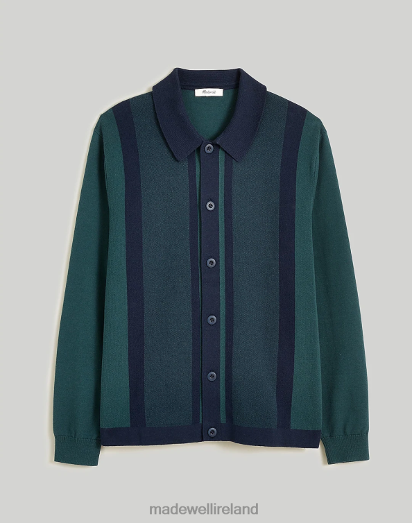 Clothing Midnight Green 6266T229 Madewell Button-Up Long-Sleeve Sweater Polo Men