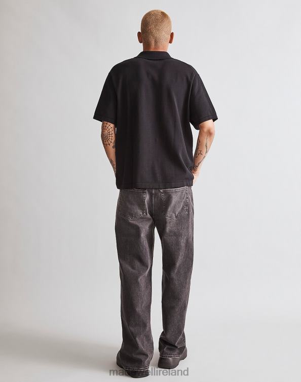 Clothing True Black 6266T234 Madewell Button-Up Short-Sleeve Sweater Polo Men