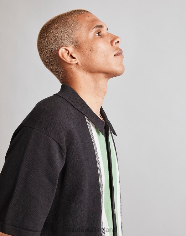 Clothing True Black 6266T234 Madewell Button-Up Short-Sleeve Sweater Polo Men