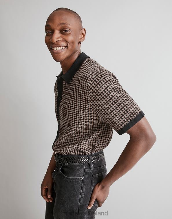 Clothing True Black 6266T237 Madewell Button-Up Short-Sleeve Sweater Polo Men