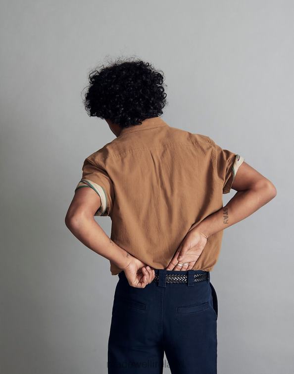 Clothing Burled Wood 6266T268 Madewell Crinkle Cotton Perfect Short-Sleeve Shirt Men