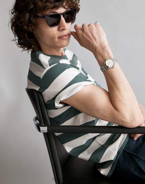 Clothing Calm Forest Stripe 6266T619 Madewell Garment-Dyed Allday Crewneck Pocket Tee Men