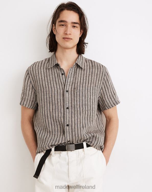 Clothing Light Graphite 6266T254 Madewell Linen Perfect Short-Sleeve Shirt Men