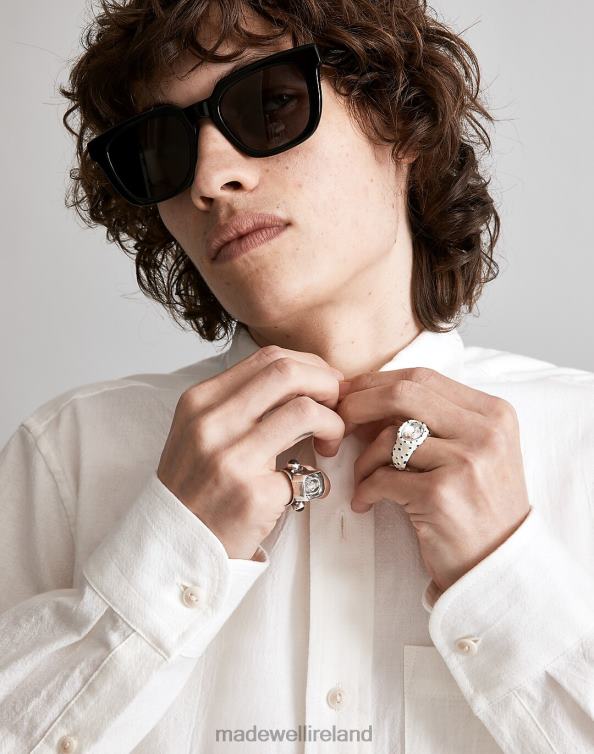 Clothing Thunder Cloud 6266T294 Madewell Crinkle Cotton Perfect Long-Sleeve Shirt Men