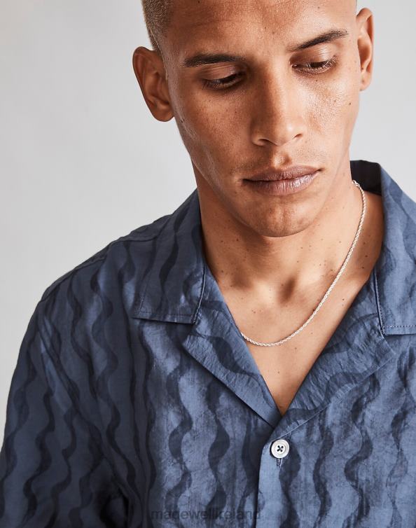 Clothing Warm Midnight 6266T244 Madewell Boxy Short-Sleeve Shirt Jacquard Men