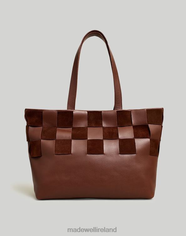 Accessories Chocolate Raisin 6266T721 Madewell The Basketweave Tote in Leather and Suede Women