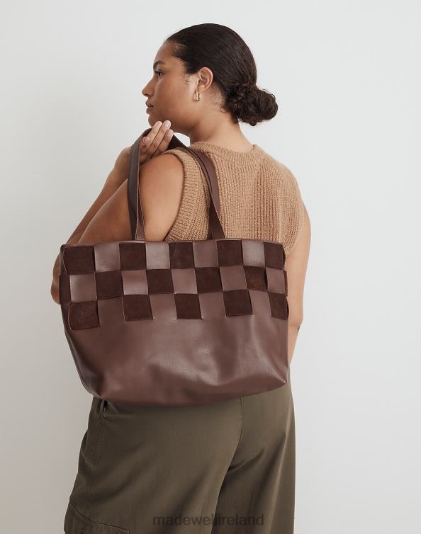 Accessories Chocolate Raisin 6266T721 Madewell The Basketweave Tote in Leather and Suede Women