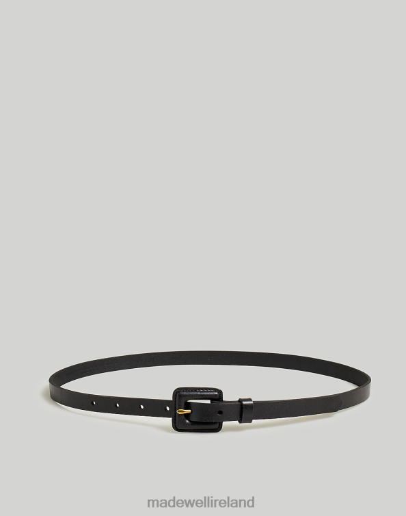 Accessories True Black 6266T746 Madewell Pebbled Leather Covered-Buckle Belt Women