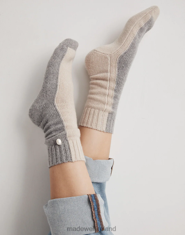 Accessories Heather Beige 6266T1015 Madewell Donni Pearl (Re)sourced Cashmere-Merino Colorblock Socks Women