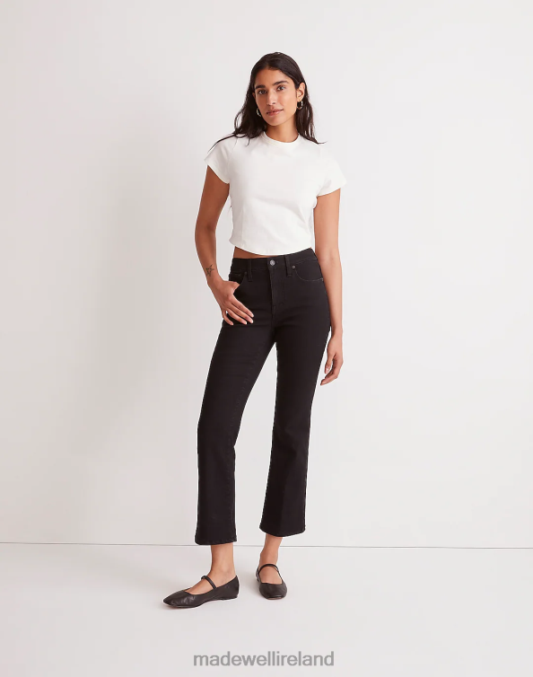 Clothing Black Rinse Wash 6266T1053 Madewell Kick Out Crop Jeans Women