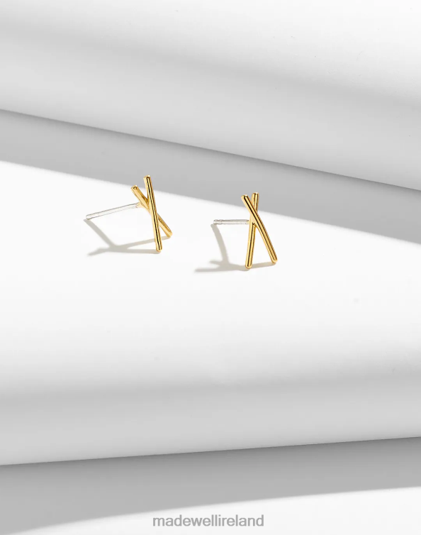 Jewelry 14K Gold 6266T900 Madewell Delicate Collection Demi-Fine X Stud Earrings Women