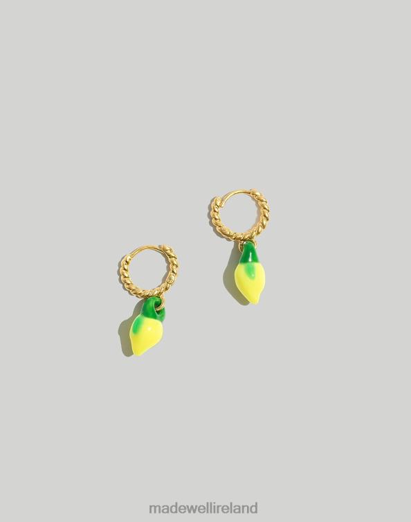 Jewelry Chamomile 6266T887 Madewell Enamel Lemon Twisted Huggie Hoop Earrings Women