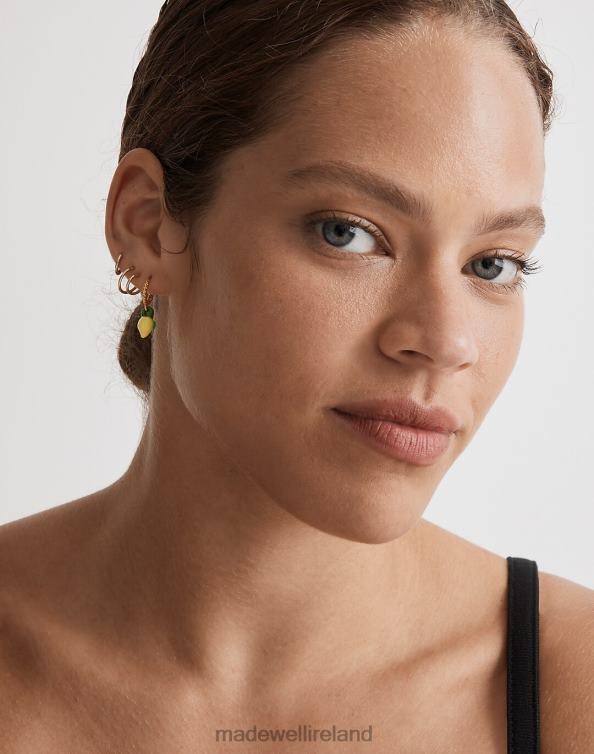 Jewelry Chamomile 6266T887 Madewell Enamel Lemon Twisted Huggie Hoop Earrings Women