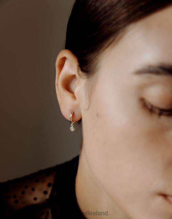 Jewelry Gold 6266T1774 Madewell Kinn Kara Round Diamond Huggie Hoop Earrings Women