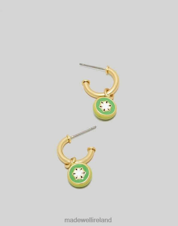 Jewelry Seedling 6266T884 Madewell Enamel Kiwi Huggie Hoop Earrings Women