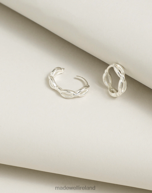 Jewelry Sterling Silver 6266T882 Madewell Delicate Collection Demi-Fine Watch Chain Huggie Hoop Earrings Women