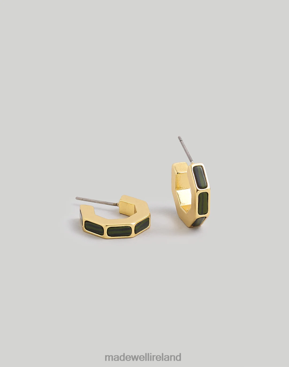 Jewelry Vintage Gold 6266T922 Madewell Geometric Malachite Hoop Earrings Women