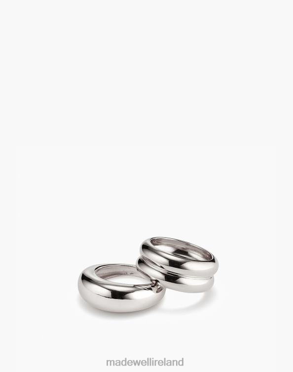 Jewelry Silver 6266T1178 Madewell AGMES Domed Ridge Ring Set Women