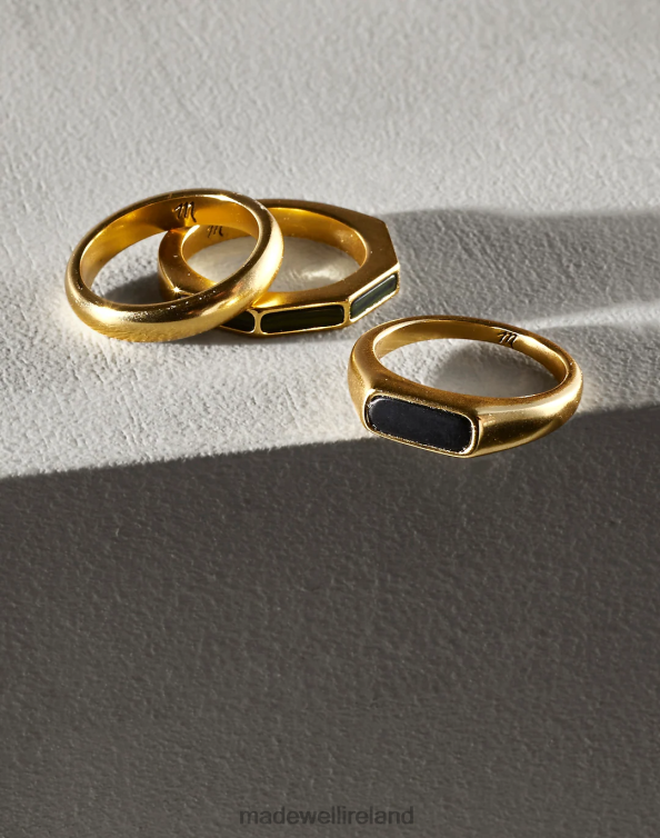 Jewelry Vintage Gold 6266T976 Madewell Geometric Malachite Stacking Ring Set Women