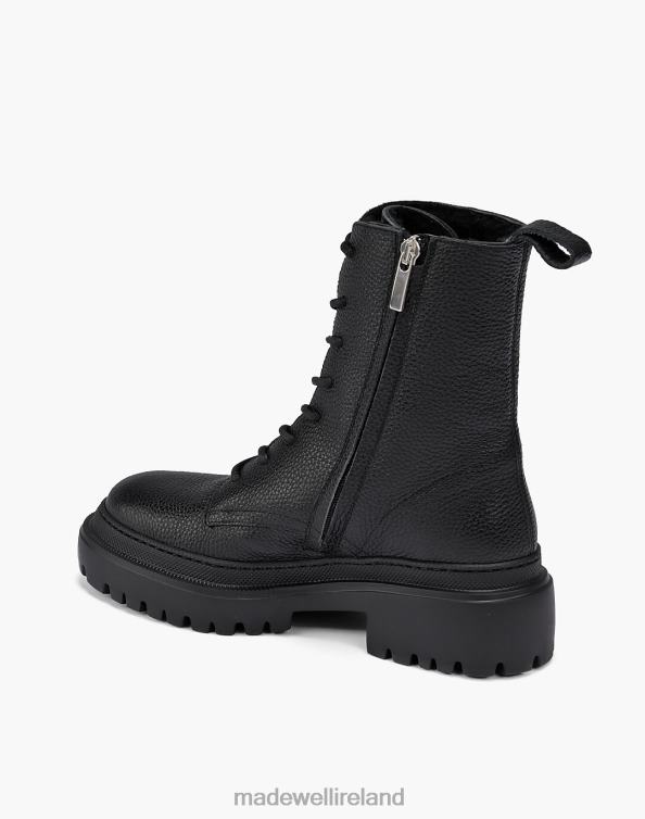 Footwear Black 6266T2632 Madewell Maguire Shearling-Lined Leather Bellagio Lace-Up Boots Women