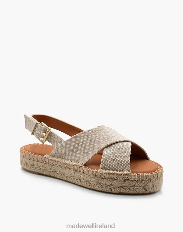 Footwear Almond 6266T2729 Madewell ALOHAS Linen Crossed Platform Bicolor Espadrille Sandals Women